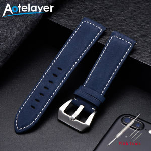 Aotelayer 18mm 20mm 22mm 24mm Width Matte Leather Flat Head Universal Watchband Men Women Strap Luxury Brand Red Blue Green Watch Band Accessories