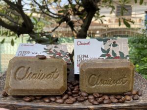 สบู่สครับกาแฟสด 3ก้อน159บาท รูขุมขนตื้นขึ้น ลดความมันบนผิว ระงับกลิ่นกาย น้ำหนัก120กรัม