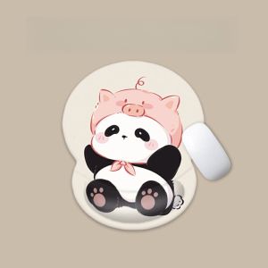 CHUAN แพนด้าแพนด้าแพนด้า แผ่นกันลื่น ที่พักข้อมือ ที่พยุงมือ แผ่นรองแป้นพิมพ์การ์ตูน ที่ป้องกันมือ นุ่มนุ่มๆ แผ่นรองเมาส์กันลื่นสำหรับ3D บ้านในบ้าน