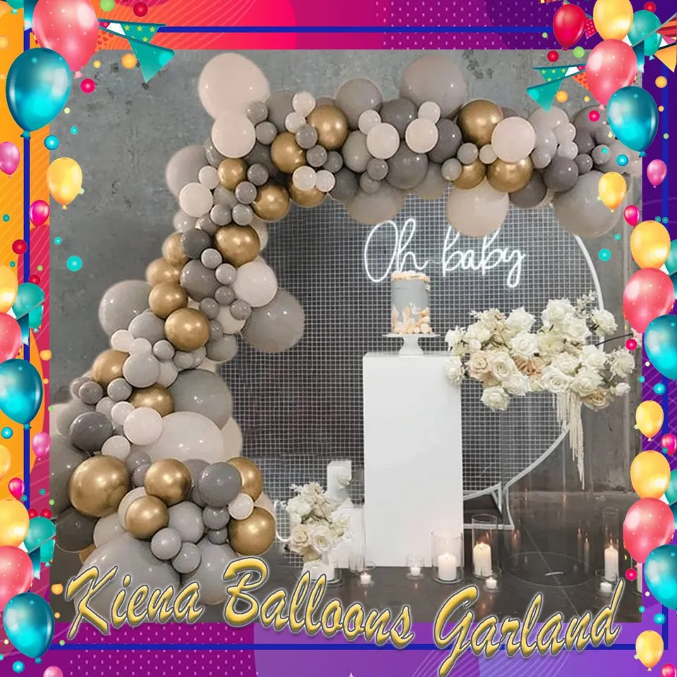 Kiena Balloon Garland Set Balloon Arch Kit102Pcs White Grey