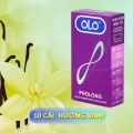Bao cao su OLO Prolong hộp 10 cái - siêu lâu ra, size 52mm, hương vani, siêu mỏng, siêu nhiều gel bôi trơn. 