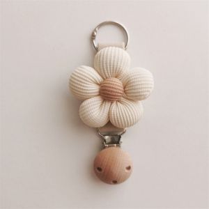 CHARMST ป้องกันการสูญหาย คลิปหมวกผ้าฝ้ายลายดอกไม้ ที่เก็บหมวกแบบพกพา คลิปไม้หนีบ ที่ใส่หมวกสำหรับเดินทาง อุปกรณ์อเนกประสงค์ แขวนบนกระเป๋า สาวๆ