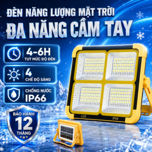 Đèn Tích Điện Năng Lượng Mặt Trời 300W Với 4 Chế Độ Siêu Sáng Đèn Năng Lượng Mặt Trời Cầm Tay Đa Năng Có Đèn Cảnh Báo Chống Nước IP66