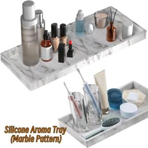 Thickened Bathroom Counter Tray Shatterproof Lightweight Silicone Storage Tray Rectangular Kitchen Sink Countertop Organize