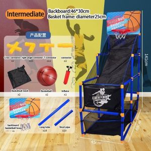 GLAMPTURE Adjustable Kids Basketball Set Age 3-12 Indoor Outdoor Hoop Quick Assembly Includes Air Pump Ball for Toddler Boys Girls Sports Play