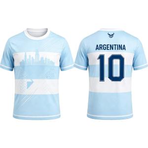 [Local Stock] VCC  New Argentine Flag Print Jersey Summer Outdoor Retro Sports T-Shirt Mens Womens Breathable Quick-Drying Crew Neck Top
