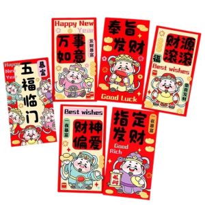 DECALI Lời chúc phúc Phong bì tiền năm Dê Hoạt hình Phong cách Trung Hoa Bao lì xì năm mới Sáng tạo Giấy dày Túi lì xì may mắn Tết Nguyên Đán