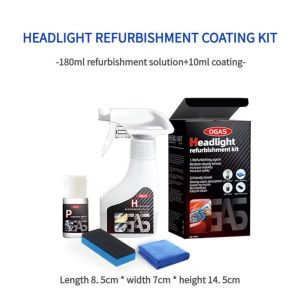 Car Headlight Yellowing Repair Fluid No-Grind Polishing Tool Kit for Removing Haze/Oxidation/Yellowing 180ml Liquid with Cleaning Polishing Tools Restores Clarity Auto Exterior Care