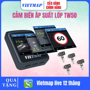 Cảm biến áp suất lốp van trong VIETMAP TW50 cảnh báo tiếng Việt hiển thị tốc độ giới hạn