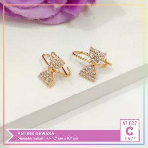 Nice Jewelry Anting dewasa kupu kait mata hitam perhiasan lapis emas gold AT 007