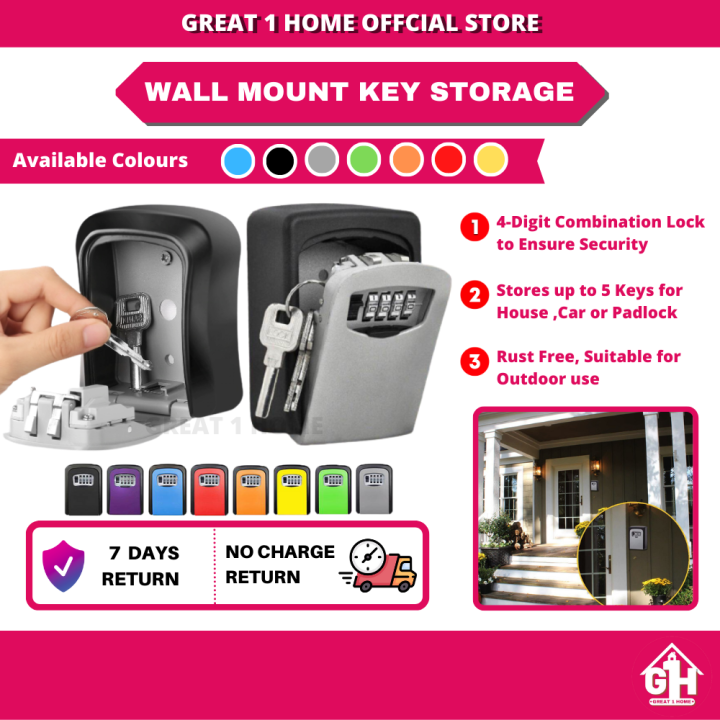 Wall Mount Key Safe Box Numbering Lock Key Storage Lock Box 4 Digits