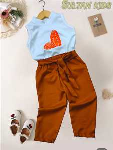 Setelan anak-anak  perempuan model croptop motif katus viral usia 1 sampai 6 tahun//Oneset anak perempuan croptop dan celana kulot usia 1 sampai 6 tahun