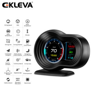 EKLEVA F9 Auto Head-Up Display OBD2+GPS Smart Car HUD Gauge Digital Odometer Security Alarm Water&Oil temp RPM