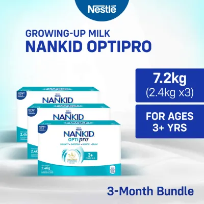 NANKID OPTIPRO Four Growing-Up Milk Powder for Children 3+ Years Old 7.2kg (2.4kg x3)