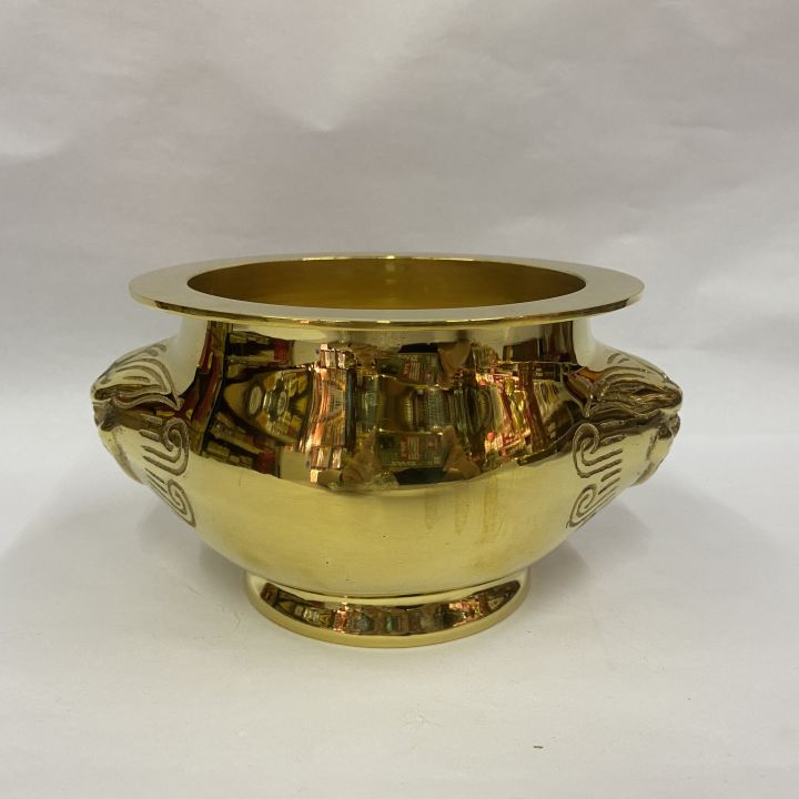 双獅耳竹細工蓋薫香炉 铜香炉 茶道置物 双獅耳竹細工蓋薫香炉 铜香炉 茶道置物 香炉铜香炉7 寸