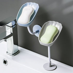 【COD】Drainable Bathroom Soap Dish Rack Wall-Mounted Punch-Free Creative Drain Tray Changeable Angle Household Soap Holder