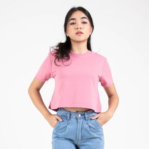 Forest Ladies Round Neck Cotton Terry Boxy Croped Top | Baju T-Shirt Perempuan - 822264