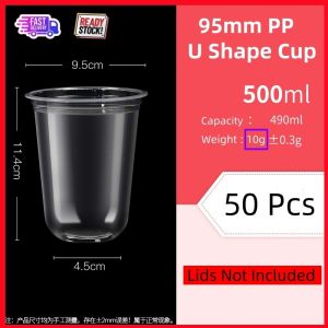 U Shape 50 Pcs Diameter 95mm PP Cup 500ml/16oz 700ml/ 22oz Printing Logo Service