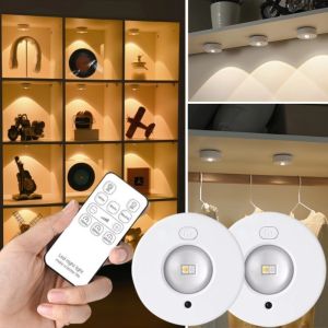 Closet Light With Remote Magnetic Under Cabinet Indoor Lighting Dimmable USB Rechargeable Puck Light