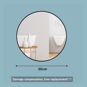 IAKE- Round Mirror Bathroom Mirror Nail Free Wall Mirror Makeup Mirror Dressing Mirror Decorative Mirror Wall Mirror High Definition Mirror 镜子