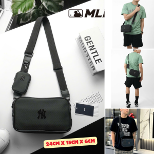 Túi Đeo Chéo Nam Nữ Thời trang MLB Logo và Dây Kéo TITAN - Da chống thấm nước | 22cm x 15cm x 8cm