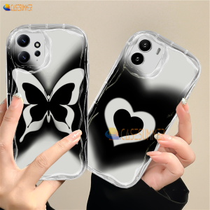 (Lokal Ready) Casesummer Casing hp Redmi 12 A2 A1 Redmi Note 12 Pro Redmi10 2022 9 12C 10C 9A 10A 9C Note10 5G 10s Note11 11s Note8 Note9s Gradien Butterfly Hitam Love Heart Kasus Lembut Luar Tepi Gelombang 3D Softcase