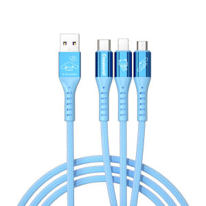 Sanrio Hello Kitty 3 in 1 Fast Charging Cable 66W Quick Charge Multi Charger Cord Durable Braided Fishwire Mesh Wire 1.2m SJ-705 AQ2