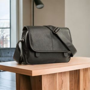 Túi đeo chéo sinh viên da siêu dày size lớn không nhăn chống nước phổ thông kiểu trơn 2 pát hít T10