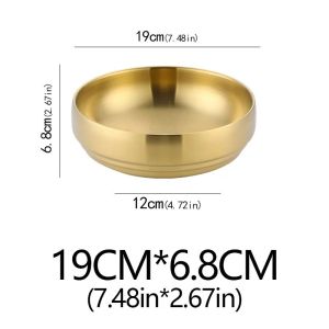 304 Stainless Steel Double Layer Cold Noodle Bowl Gold Silver Korean Style Anti-scald Large Salad Soup Bowls Kitchen Utensils2026