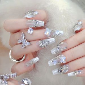 Kuku Tiruan Handmade Kupu-Kupu Gaya Peri Tingkat Tinggi - Kecantikan Elegan & Desain Dapat Dilepas untuk Penampilan Memukau