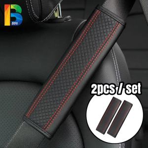 2PCS Universal PU Leather Car Seat Belt Cover Safety Belt Shoulder Pad Red Line Tali Pinggang Kereta Seatbelt Axia Myvi