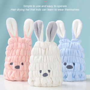 H Quickdrying hair towel with cute cartoon bunny design