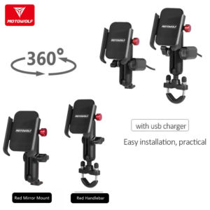 Holder HP Motor Stang Motowolf V3 Phone Holder Motor Spion 360 Alloy