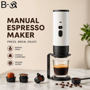 Portable Espresso Maker Manual Coffee Press Capsule Compatible Ground Coffee Travel Outdoor Kitchen Gift