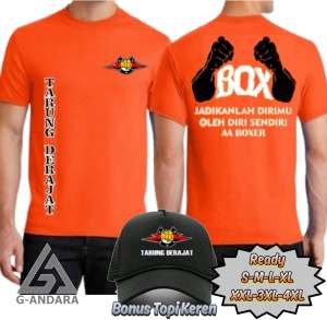 KAOS TARUNG DERAJAT BONUS TOPI BAHAN KATUN COMBED READY LENGAN PENDEK PANJANG