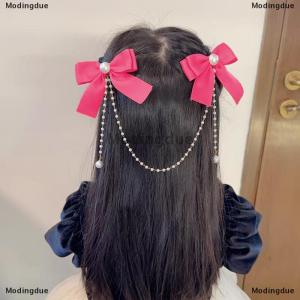 [COD] Modingdue Bow Tassel Hair Clip Elegant Solid Color Hair Claw Children Princess Hairpins Fashion Beauty Hair Accessories