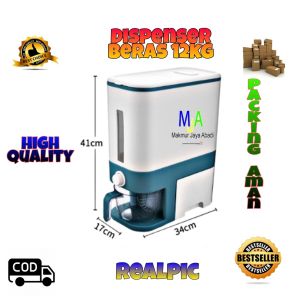 ( BISA COD ) PROMO Dispenser Beras 12L / Rice Box / Tempat Penyimpanan Beras Otomatis Dengan Wadah Pengering Beras / Kotak Beras