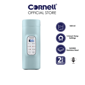 Cornell 550ml Portable Kettle CPK55WH Stainless Steel Interior Cool Touch Body 5 Smart Temp Settings Leak-Proof SIRIM Certified