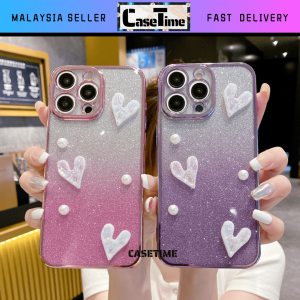 REALME 2 Pro 5 5i 5s 6i 14x C3 C12 C15 C35 C51 C53 C55 C63 C65 C67 C75 C75x electroplated glitter 2 in 1 transparent bling pearl love soft case casing 手机壳