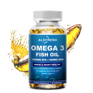 Alxfresh Omega-3 Fish Oil Capsules Supplement Rich In DHA EPA For Anti-aging Skin Eyes Heart Brain Health Support Immune System