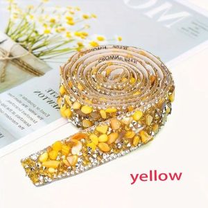 COMEMECO Tự dính Dải đá pha lê Đá dăm Đầy màu sắc Băng dán đá pha lê nhựa nhiều màu sắc Phụ kiện trang trí vải Không cần bàn ủi Dây đeo đính đá thủ công tự làm Phụ Kiện May Mặc