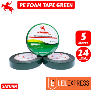 [COD] Lakban Double Tape Busa KSATRIA Tape PE Foam Tape Green / Double Tape Busa Hitam -Pcs