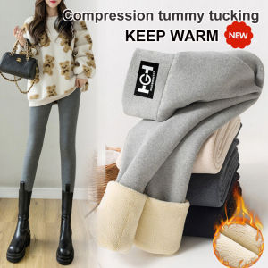 [Super Warm] Winter Cashmere Leggings High-waisted Stretch Thermal Leggings Thickened And Outerwear Black Extra Thick Cotton Pants Gray Tights