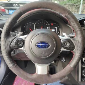 Kaly For Subaru BRZ 2016 2017 Toyota 86 2016-2020 Hand Stitched black non-slip Genuine Leather suede Car Steering Wheel Cover 4Y1Z7