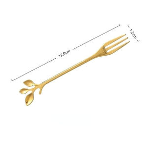 Stainless Steel Fruit Fork Dessert Spoon Fashion Leaf Shape Cutlery For Dessert Snack Afternoon Tea Three-tooth Fork Family Party