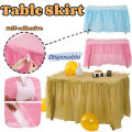 Disposable Table Skirt Waterproof Plastic Table Cover for Birthday Party Wedding Festival Decoration High Quality Table Decoration. 