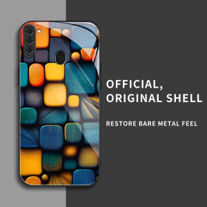 สำหรับ Samsung Galaxy A11 เคสศัพท์ป้องกันการตกที่มีสี่เหลี่ยมเล็กๆ สีสันสดใส บุคลิกทันสมัย