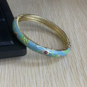 LIUJIR Double Bangle Chinese Cloisonne Bracelet Traditional Enamel Womens Hand Bracelet Bohemian Classic Peony Filigree Flower Bangle Gifts for Women Girl