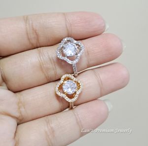 Cincin Wanita Cindi Kristal Swaroski Solitare Emas Perak 22K