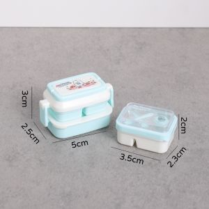 MUMU 1:6 Doll House Dccessories Dollhouse Lunch Box Set Miniature Cartoon Simulated Dinner Box Kitchen Props Bento Box Model Kids Pretend Play Toy Set